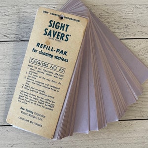 Lingettes nettoyantes vintage Dow Corning Corp Sight Saver, lot de 5 feuilles