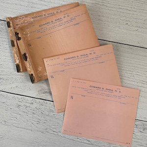 Vintage Edward B. Rhea, M.D. Medicine & Surgery Prescriptions Pink Set of 2 sheets