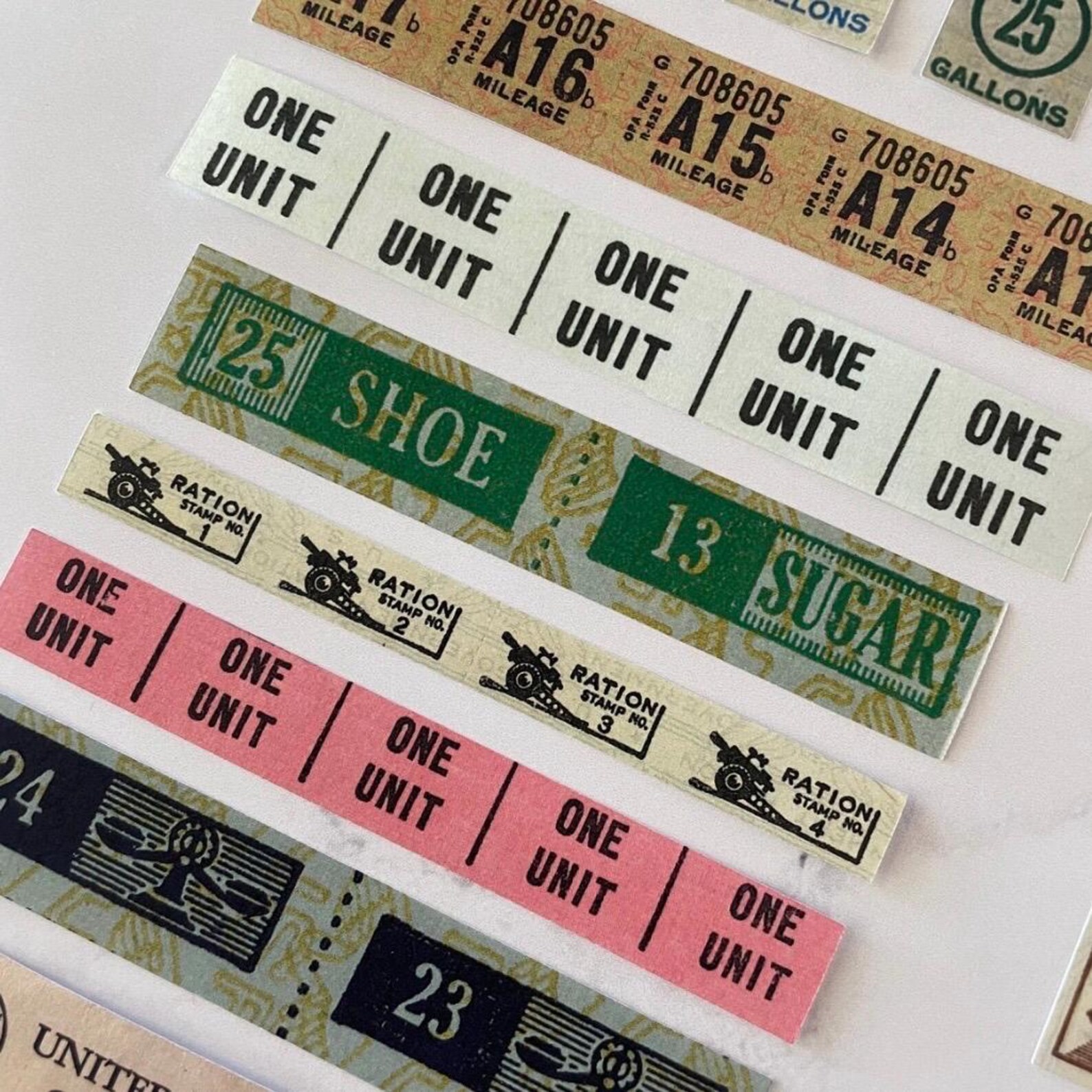 PHC No. 90 WWII Rations Reproduction Gummed Labels or Stickers Set of ...