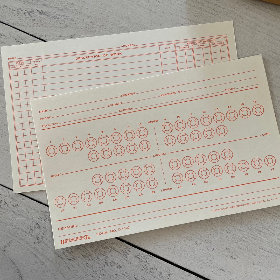 Vintage Histacount Dental Patient Cards Form No.d74c Set of 3 Etsy