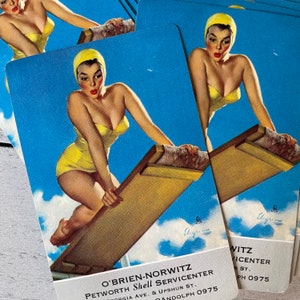Vintage Pinup Playing Cards set of 3 Diving Board Beauties