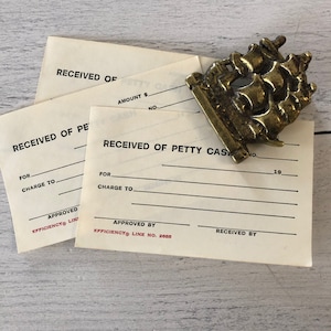 Vintage recebido de recibos de caixa pequeno Conjunto de 3 recibos