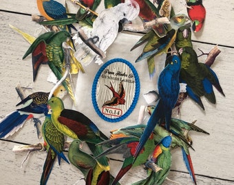 PHC No. 14 Large Vintage Beautiful Birds Reproduction Gummed Labels or Stickers Set of 20