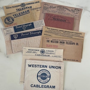 PHC No. 163 Telegramas, cablegramas o telégrafos y conjuntos de sobres de reproducción vintage: ¡elija su favorito!