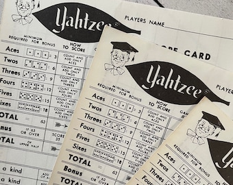 Vintage 1956 Yahtzee Score Sheets Set of 3.