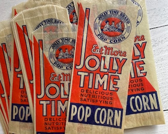 Antique 1930s Jolly Time Pop Corn Glassine Single Bag