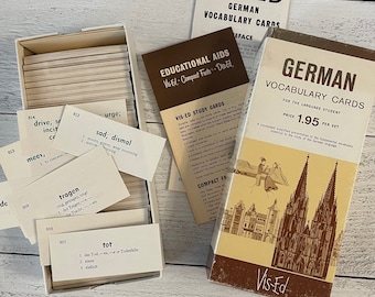 Vintage German Language Vocabulary Flash Cards Set of 20