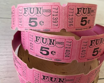 Vintage FUN Services 5 Cent Tickets Strip of 5 tickets