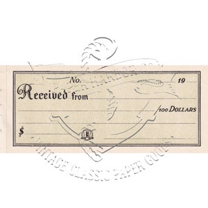 Vintage Rent Bar Geld Quittung PNG Digital Bild Clip Art Kommerzielle Nutzung
