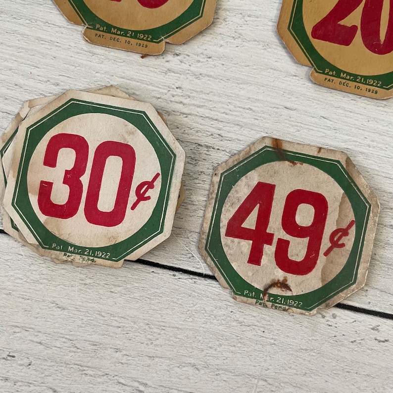 Antique Crown Brand Mercantile / Store Price Display Cards Red & Green ...