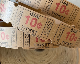 Vintage 10 Cent Tickets by the Globe Ticket Co Set of 10 Tickets