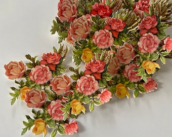 Vintage Large Die Cut Rose Flower Arrangement- Single Piece from the stack