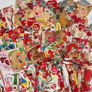 Vintage Valentines Hoard Galore! Conjunto aleatório de 5 cartões vintage de Valentines antigos