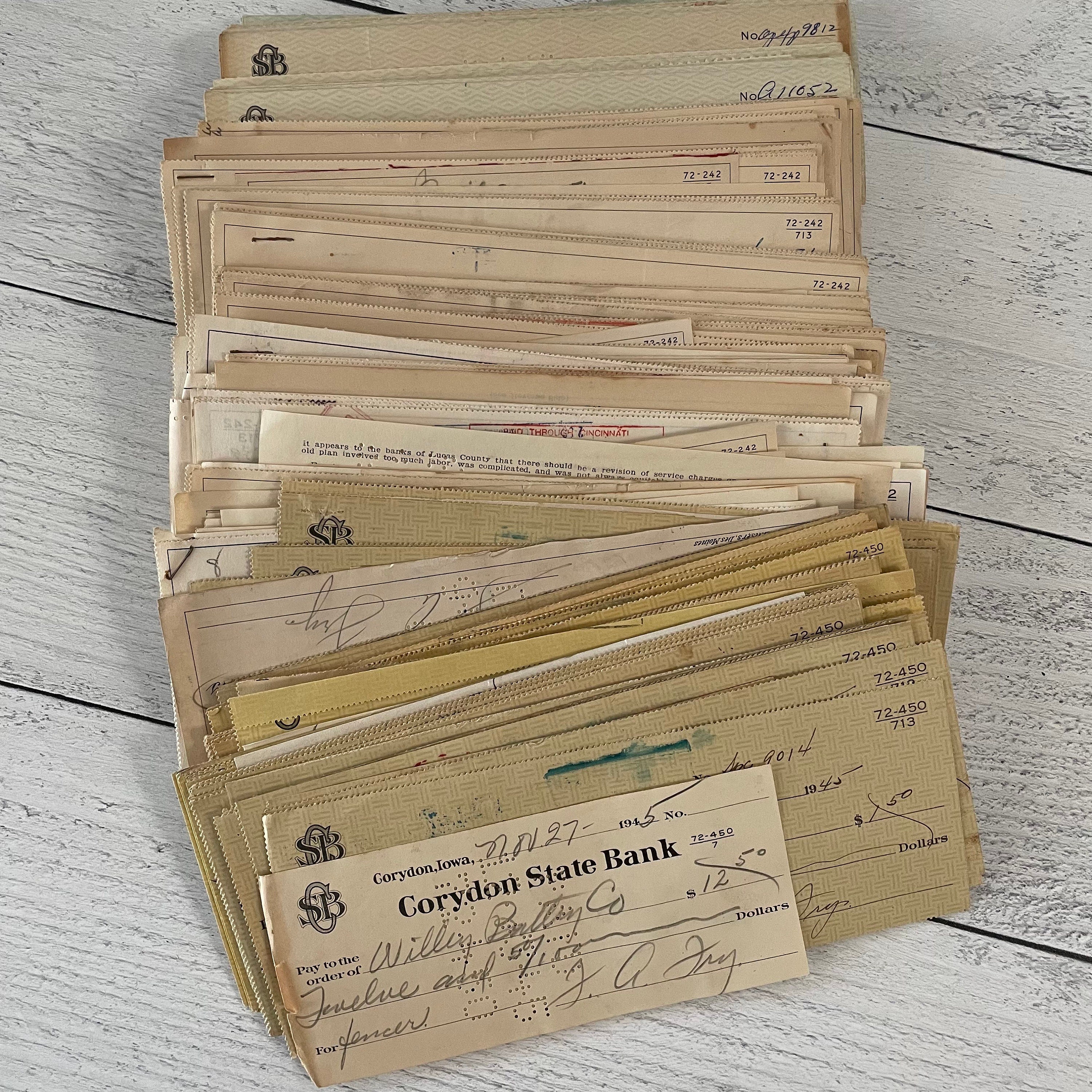 Vintage Checks & Bank Documents Set of 10