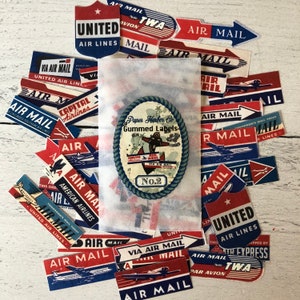 PHC No. 2 Air Mail Vintage Reproduction Gummed Labels or Stickers Set of 36