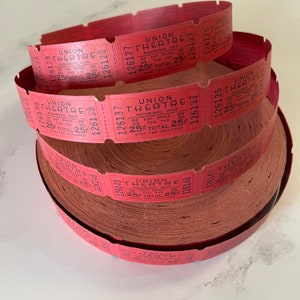 Vintage 1940er Jahre Union Theater Karten Streifen mit 5 roten Karten