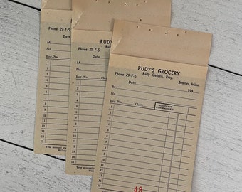 Vintage 1940’s Rudy’s Grocery Sales Receipt Duplicates from Searles, Minnesota Set of 3