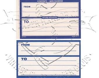 Vintage Dennison & Maco Package Mailing Labels Set of 2 PNG Digital Image Clip Art Commercial Use