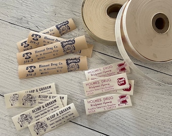 Vintage Pharmacy Apothecary Druggist Advertising Logo Gummed Tapes Set of 3