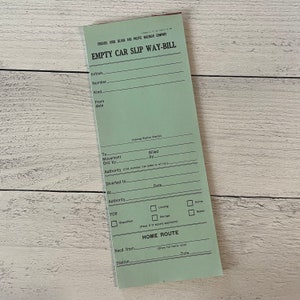 Vintage Chicago, Rock Island en Pacific Railroad Company lege auto slip way-bill enkel vel