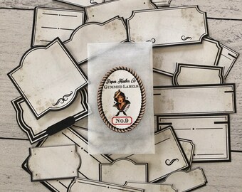 PHC No. 9 Fancy Ornate Antique Inspired Set of 22 Reproduction Gummed Labels or Stickers
