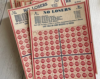 Antique Punch Board Game Cards, 1 Cent a Sale, NO LOSERS- One Board