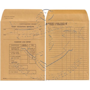 Buste per la raccolta di biglietti delle linee di autobus Greyhound vintage Set di 2 PNG Immagine digitale Clip Art per uso commerciale