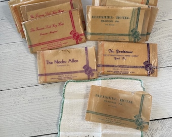 Vintage Unused Complimentary Hotel Washcloths in Glassine Envelopes