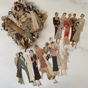 Lot de 5 cartes découpées au hasard pour magazines et journaux de mode pour femmes antiques
