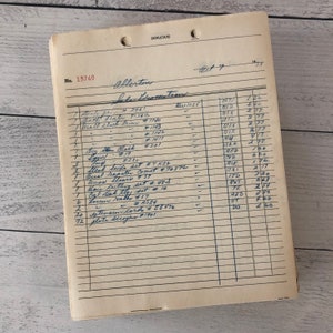 Vintage 50er Jahre Allerton Rechnungen, Duplikate und Originale 4er Set