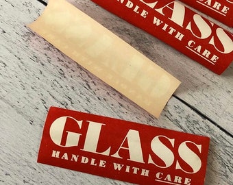 Vintage Dennison Glass Handle With Care Labels Set of 10