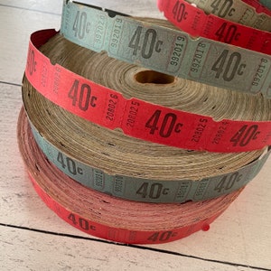 Vintage Matching Admit One Tickets in Red & Blue Set of 10