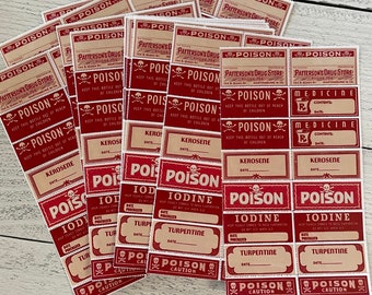 PHC No 42 Étiquettes Poison Lot de 16 étiquettes gommées et perforées