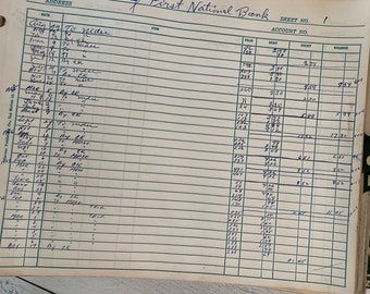 Beautiful Green & White Ledger Sheets by Garner Publishing Co Set of 6 Sheets