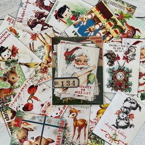 PHC No. 134 vintage Christmas Snowy Card Fronts Reproduction Étiquettes ou autocollants gommés