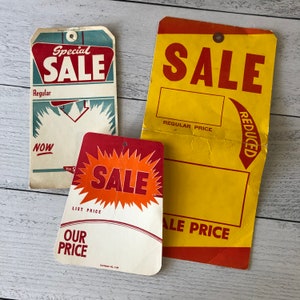 Giant Vintage Furniture Store Sale Tags- choose your favorite
