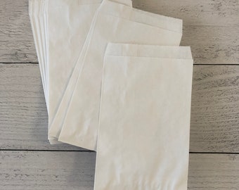 Set of 10 White Paper Flat Merchandise Bags 5x7.5