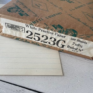 Vintage 1950s Hammett’s School Supplies White Practice Paper No.2523G set of 10 sheets
