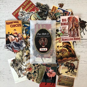 PHC No. 4 Juego de 23 etiquetas o pegatinas engomadas de reproducción vintage de circo