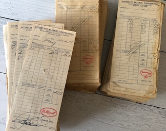 1960’s Insterstate Bakeries Wholesale Receipts for Butternut Bread Set of 5