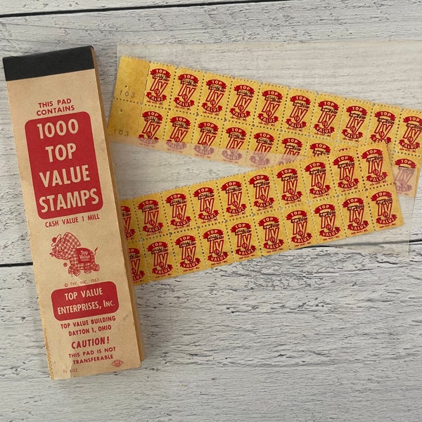 Vintage 1967 Top Value Stamps Unused Sheet with Glassine Separator