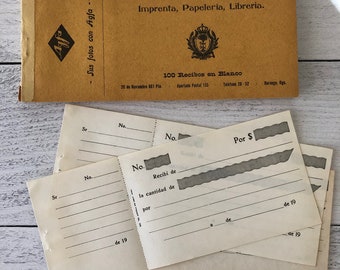 Vintage Spanish Money Receipts With Stub NOS Vintage Ephemera Set of 3