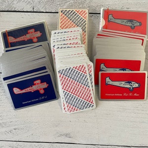 Conjunto de cartas de jogar vintage American Airlines com 3 cartas individuais
