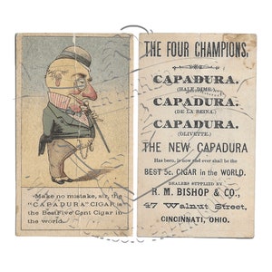 Antike Capadura Four Champions Zigarre Werbekarten Set von 2 PNG digitales Bild Clip Art kommerzielle Nutzung