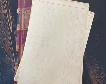 Antique GIANT 1920s Ledger sheets Single Sheet- make your own set