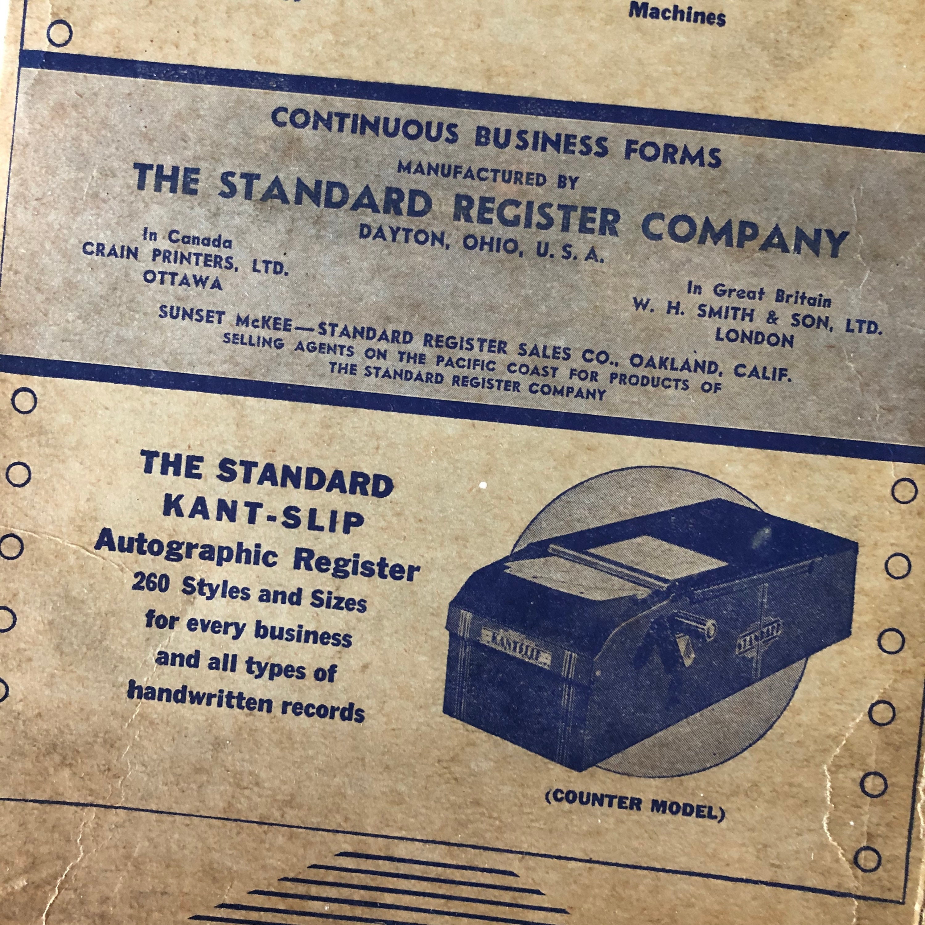 Antique 1940s Continuous Business Forms by the Standard Etsy