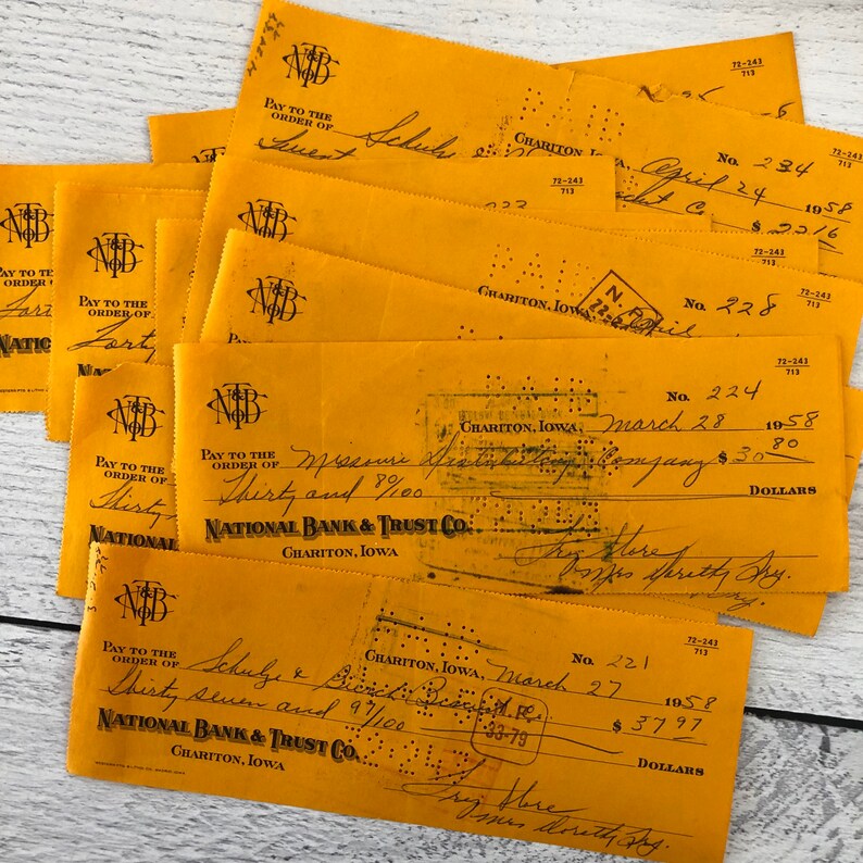 1960\u2019s Business Bank Statements /& Cancelled Checks Ephemera Documents Vintage 1950\u2019s