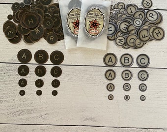 PHC No. 35 Vintage Typewriter Key Alphabets Reproduction Gummed Labels or Stickers Set of 104 Pieces