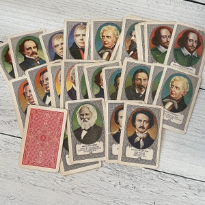 Cartas de jogar de autores vintage, carta única aleatória