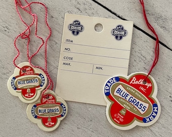 Vintage Belknap Bluegrass Hardware Tags set of 4 Tags